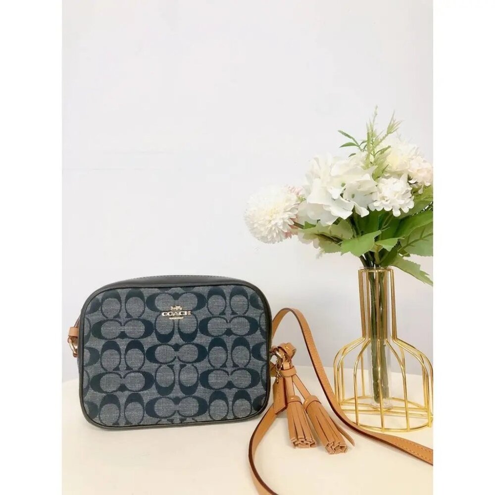 Coach C8666 Mini Camera Bag In Signature Chambray In Gold/DENIM MULTI